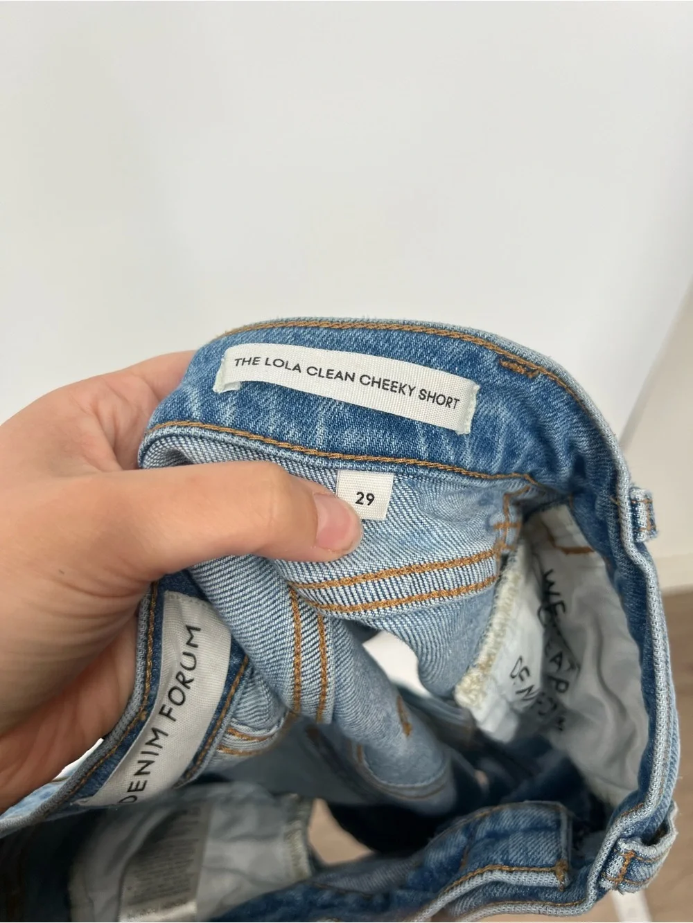 Denim Forum Aritzia The Lola Clean Cheeky Denim Shorts
